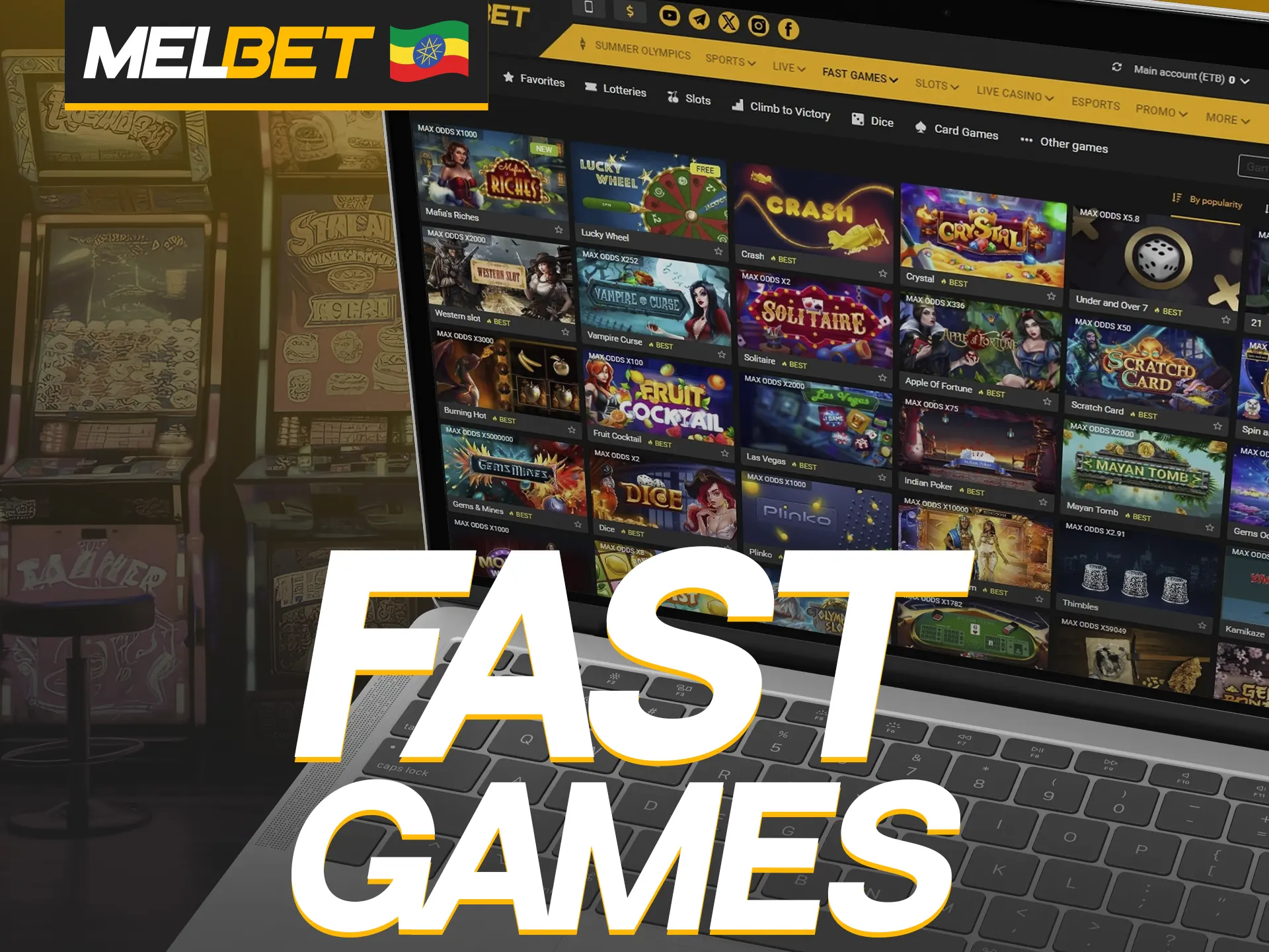 Melbets fast games allow you to make a profit quickly.