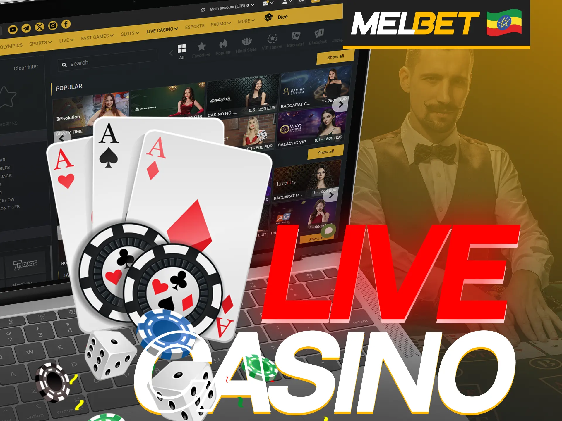 At Melbet you can play a variety of live casino games.