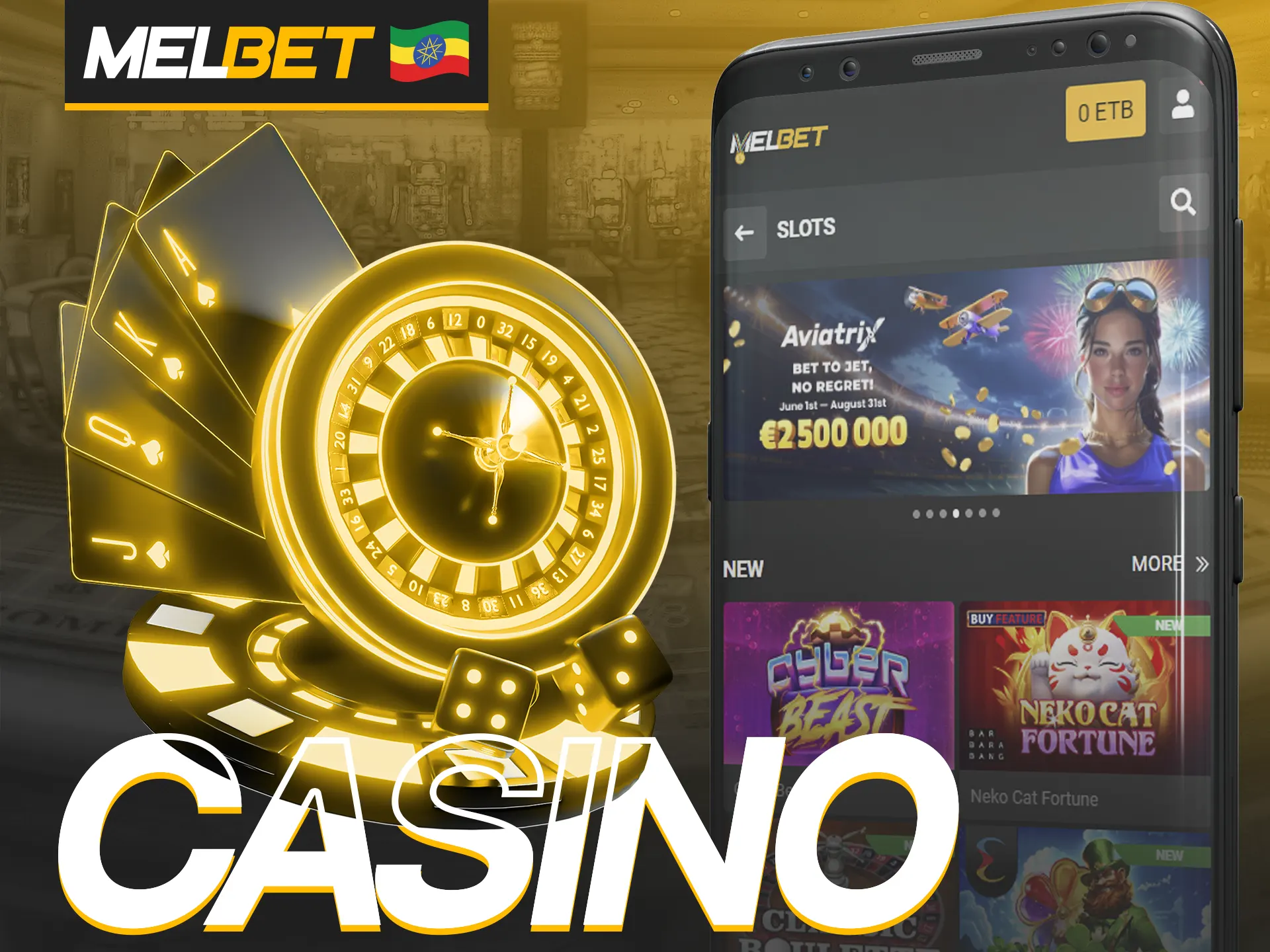 Play profitable casino games on the Melbet mobile app.