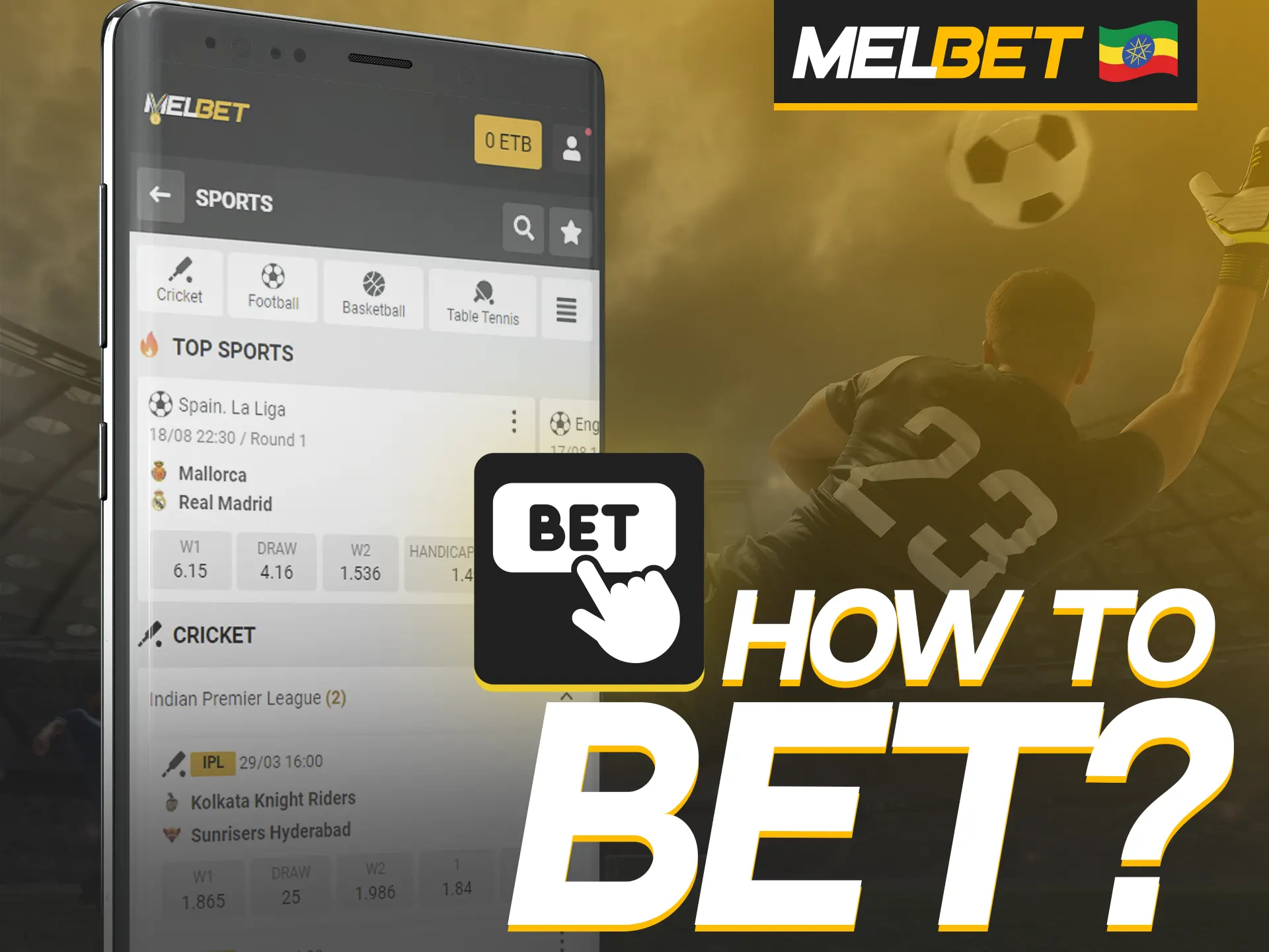 Place your bets in just a few steps on the Melbet mobile app.