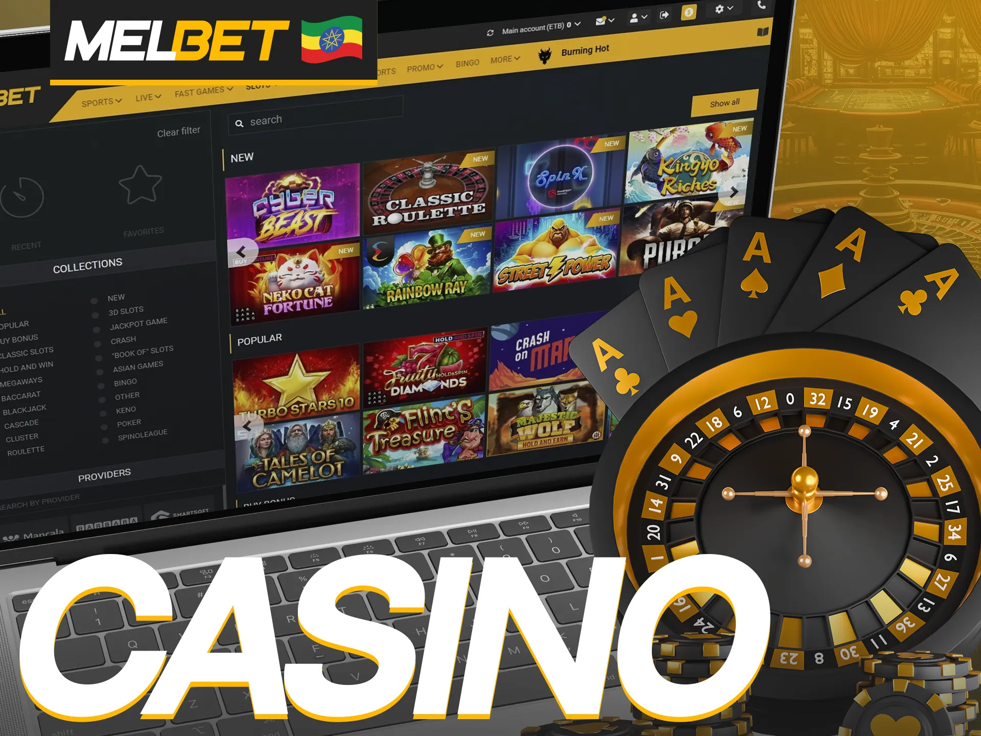 At Melbet you will find a large casino section.