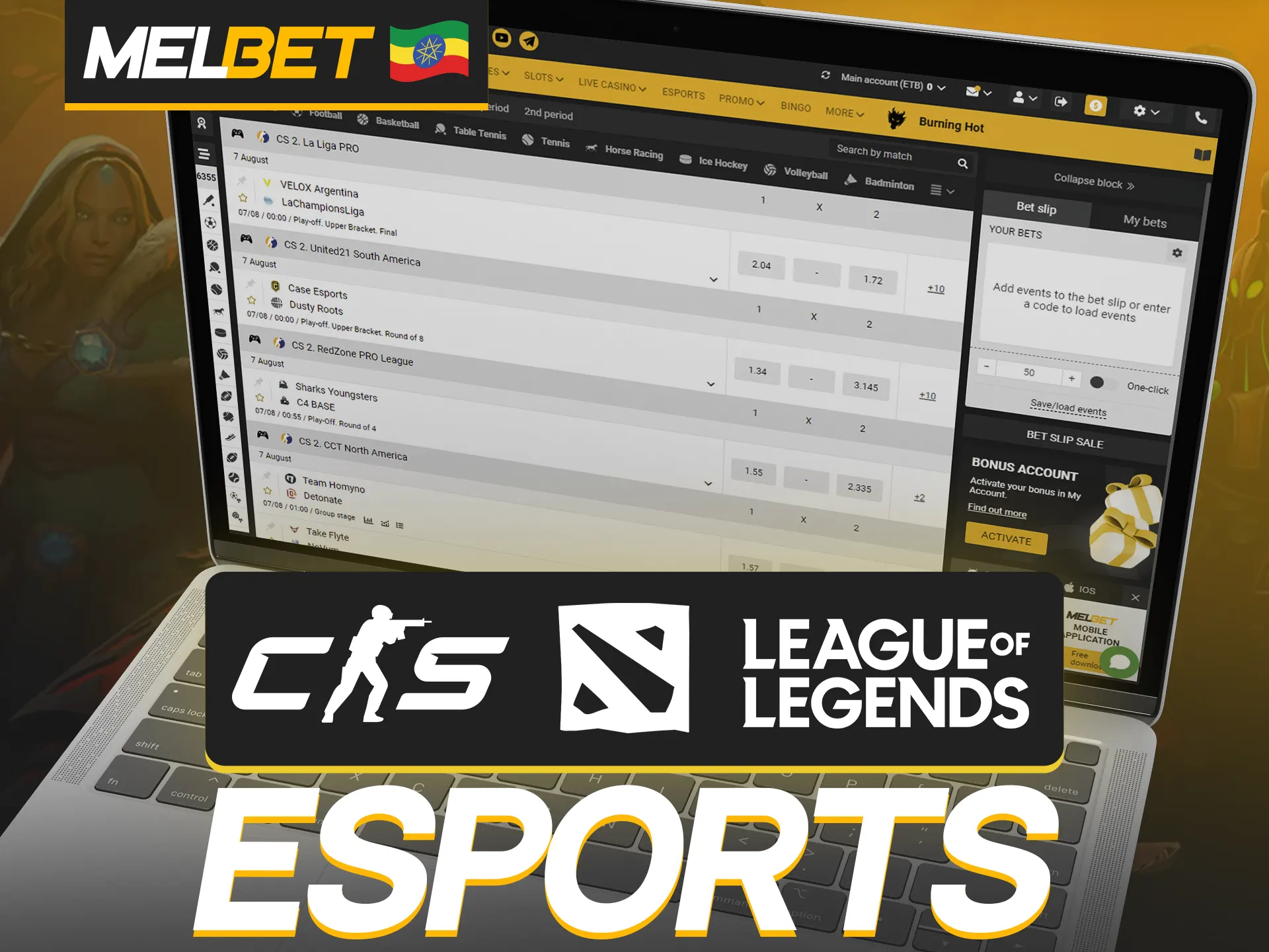 At Melbet you can bet on eSports.