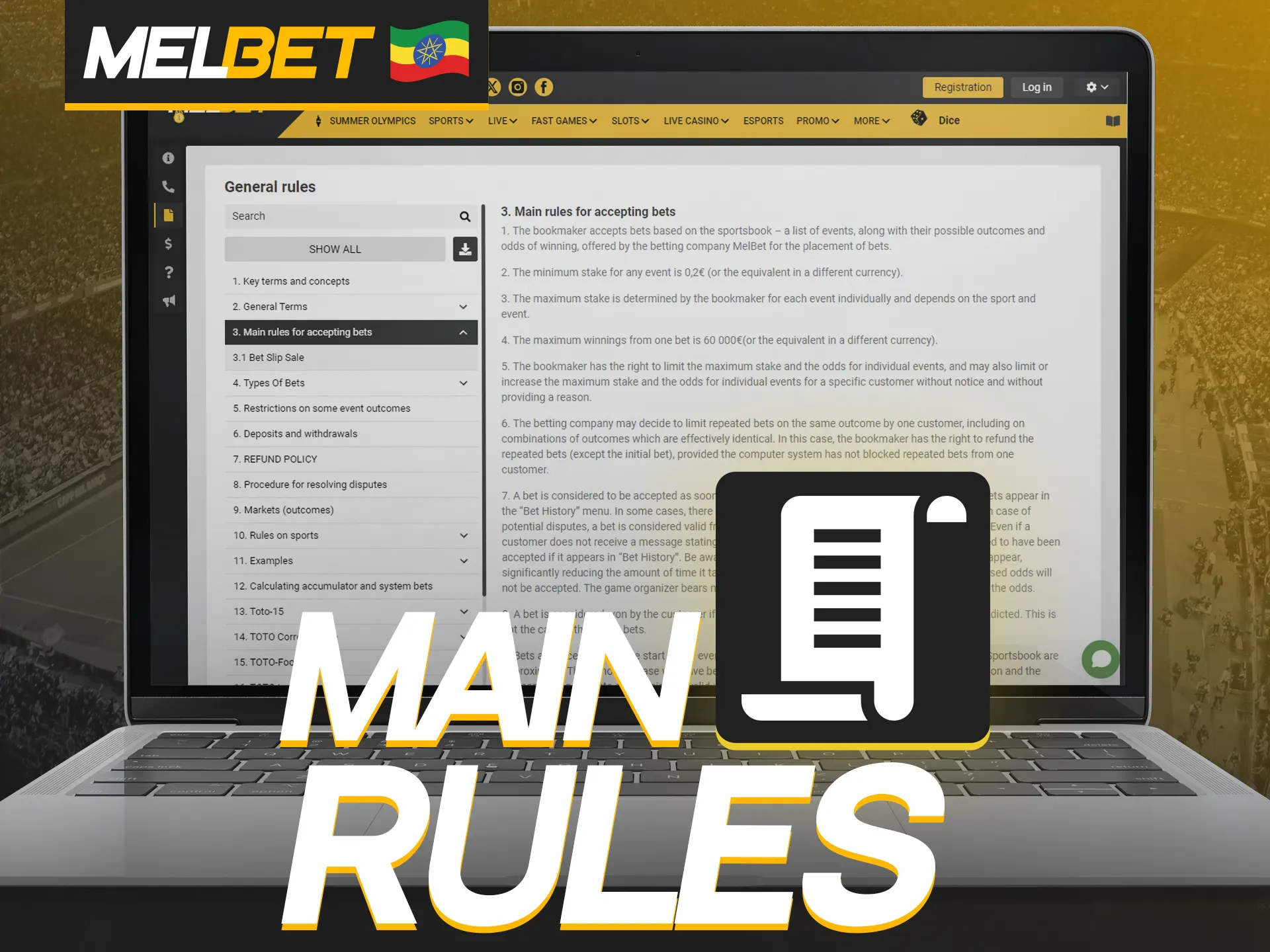 Before using the Melbet platform, read its rules.