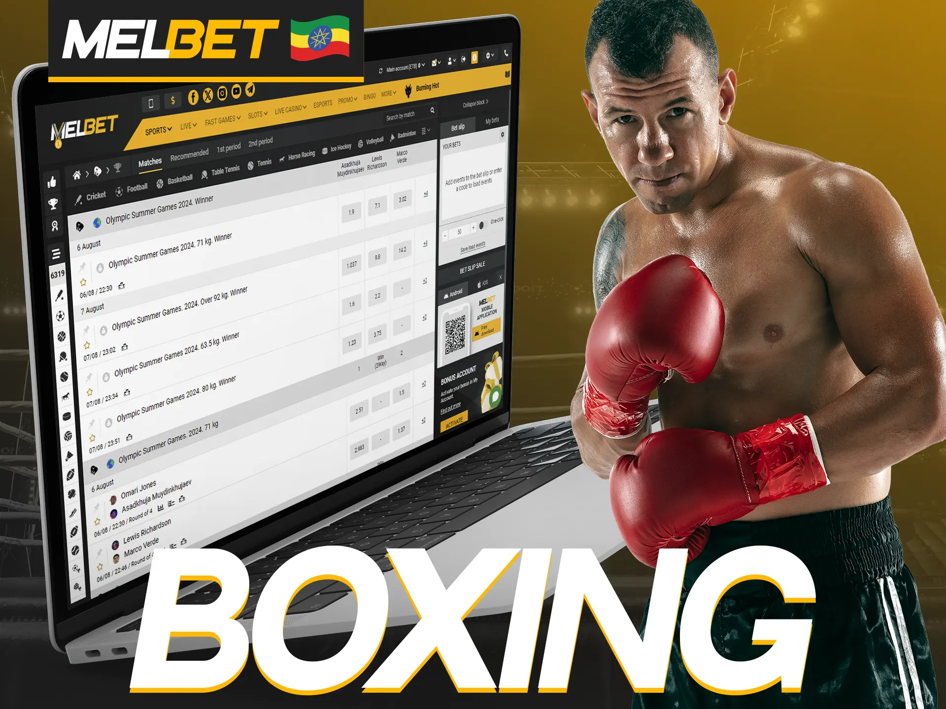 Place a bet on your favorite boxer at Melbet.