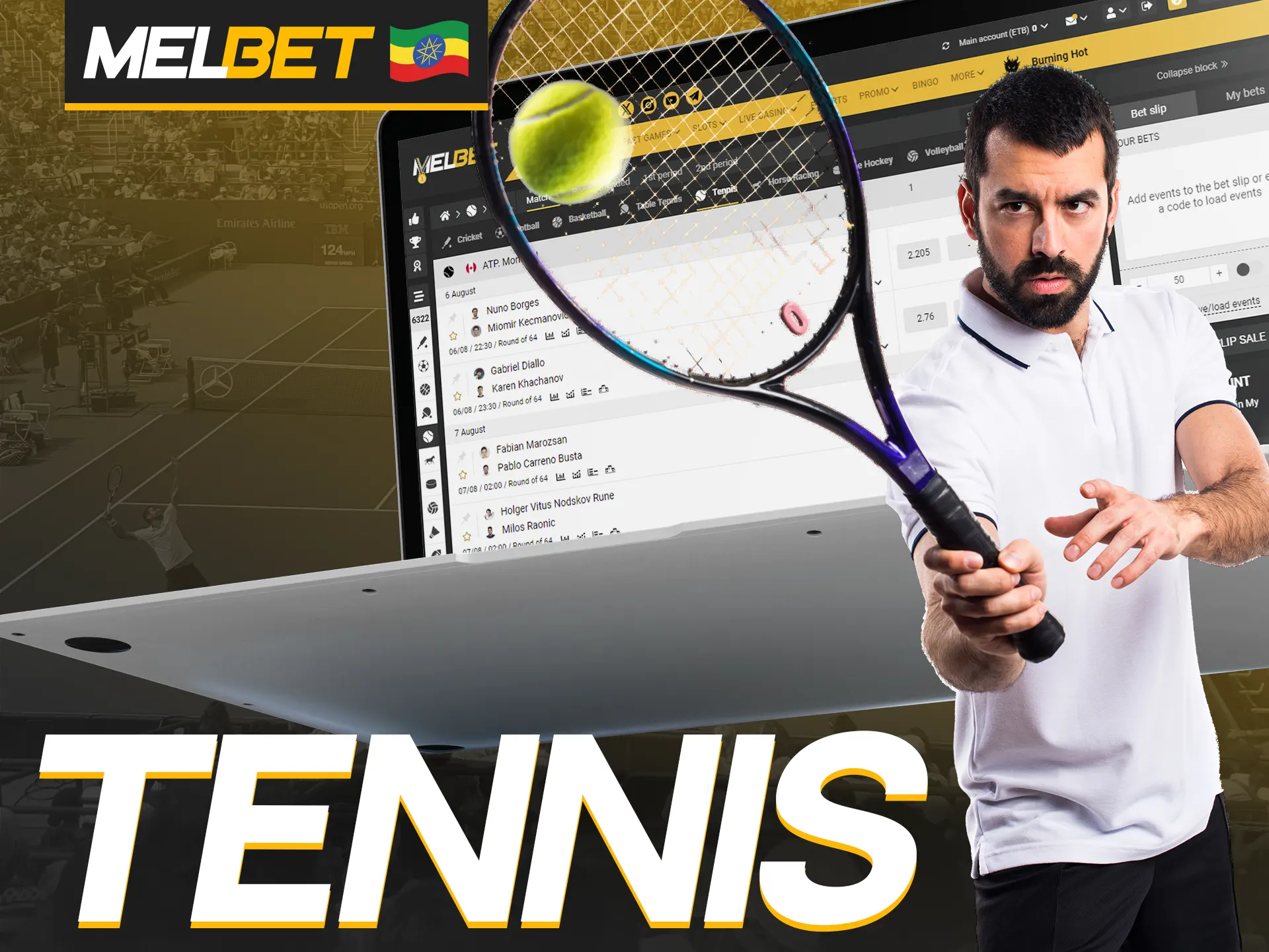 Place bets on tennis and win at Melbet.