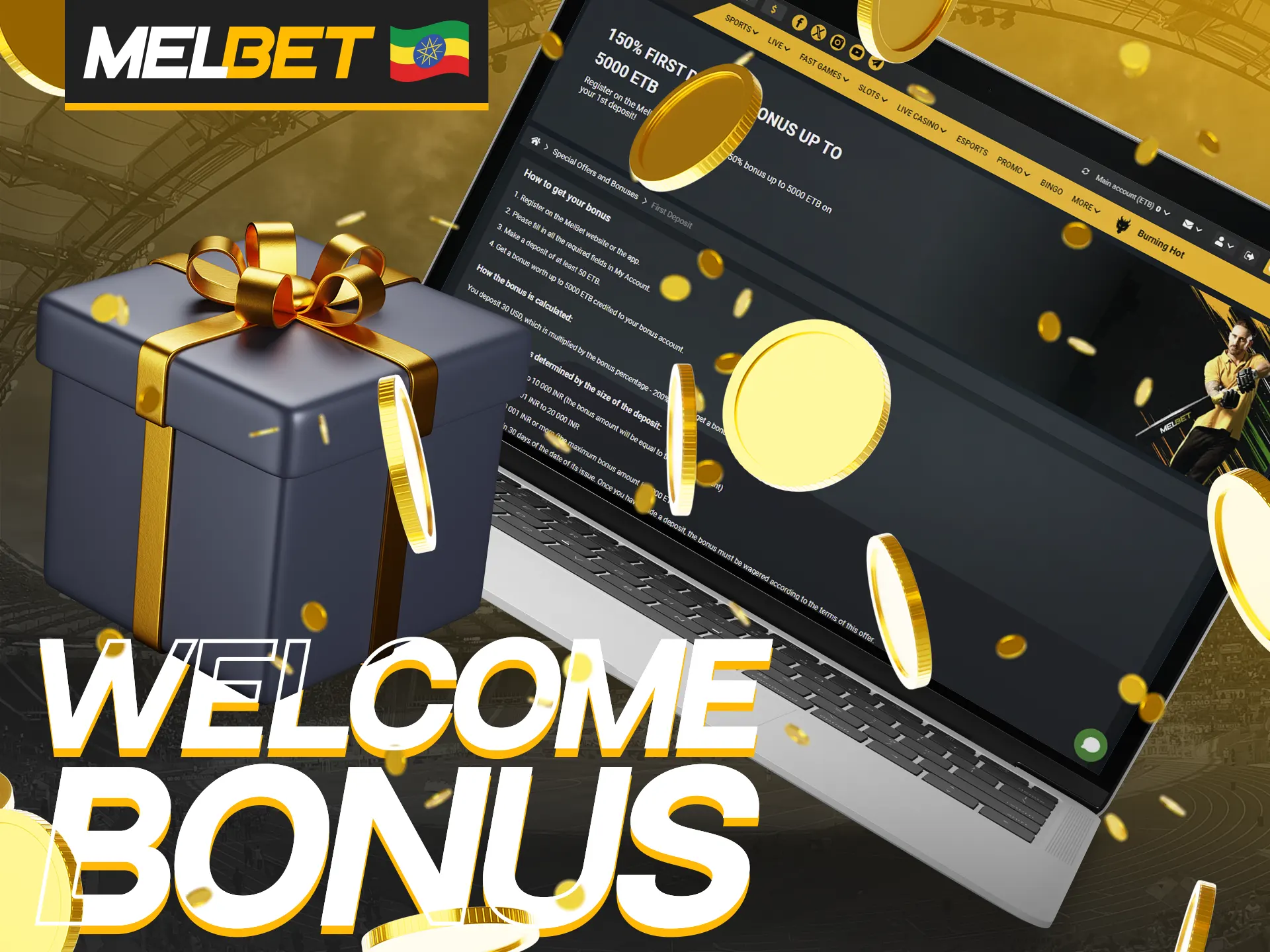 Get a lucrative sports and casino welcome bonus at Melbet.