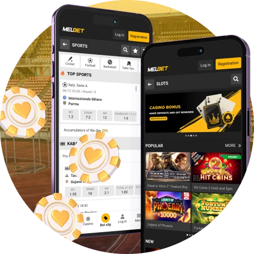 Log in to the Melbet online casino app on your phone, place bets on sports and play casino games.