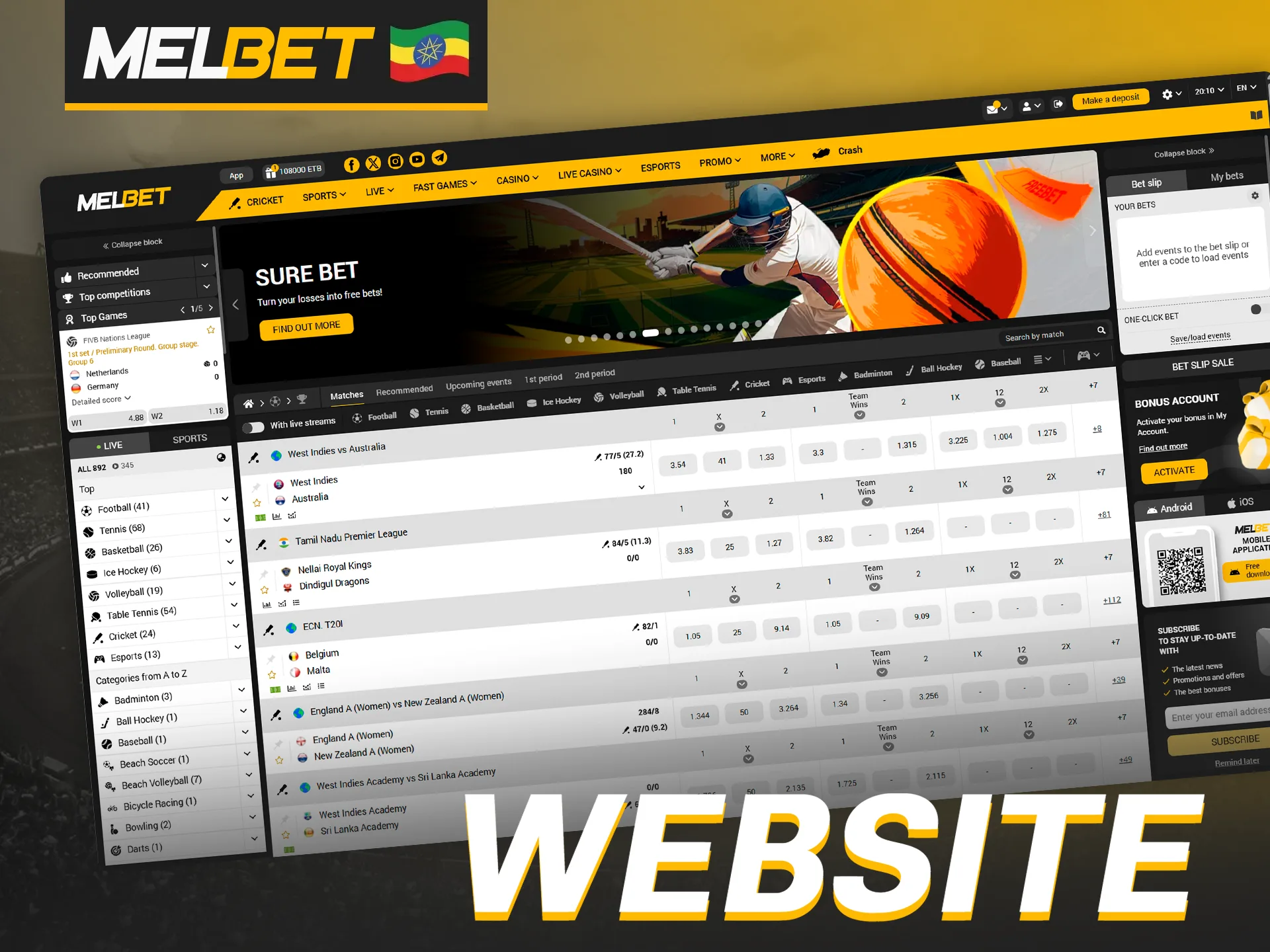 Melbet's official website in Ethiopia.