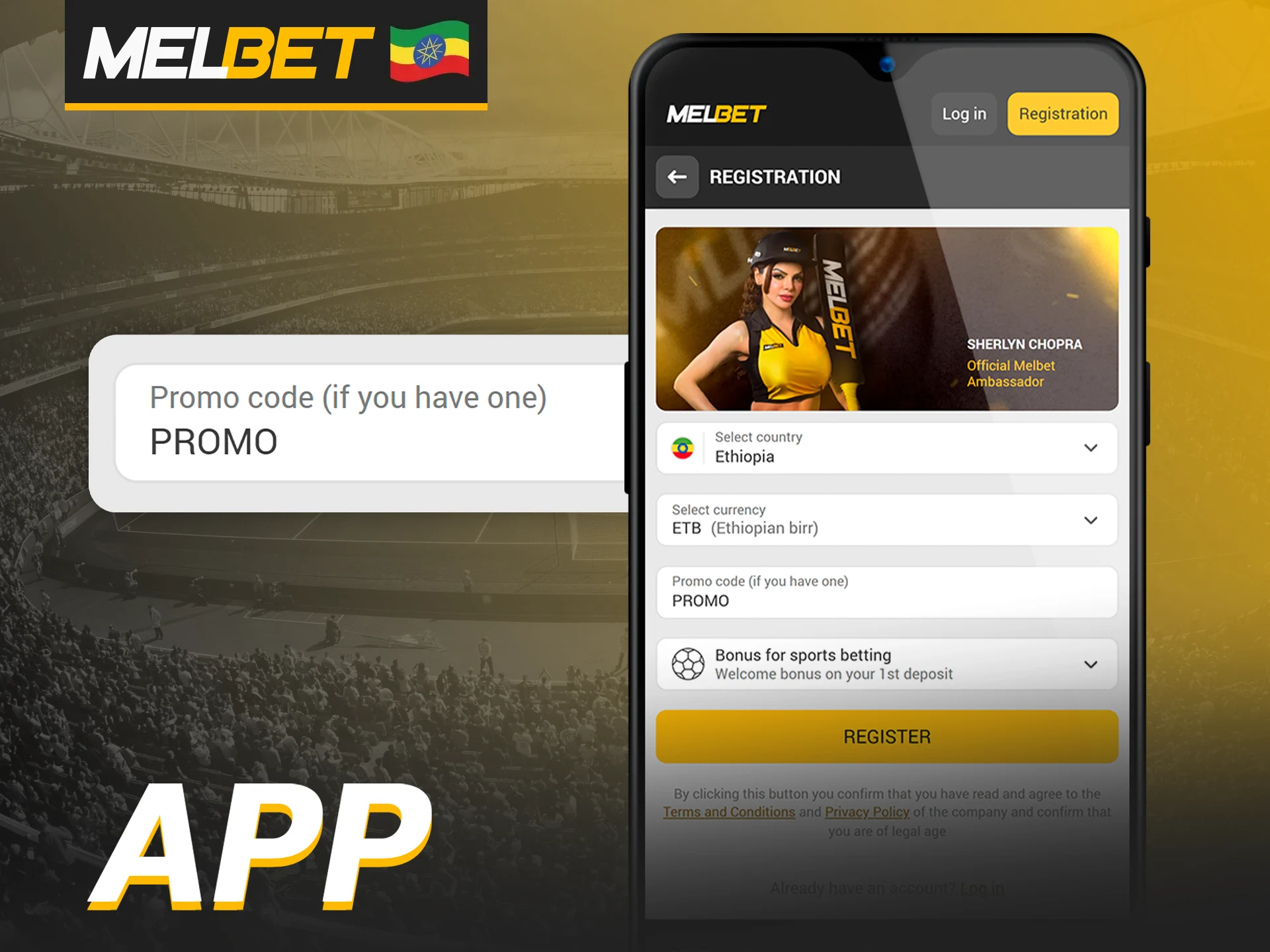 You can also use the promo code when registering via the Melbet app.