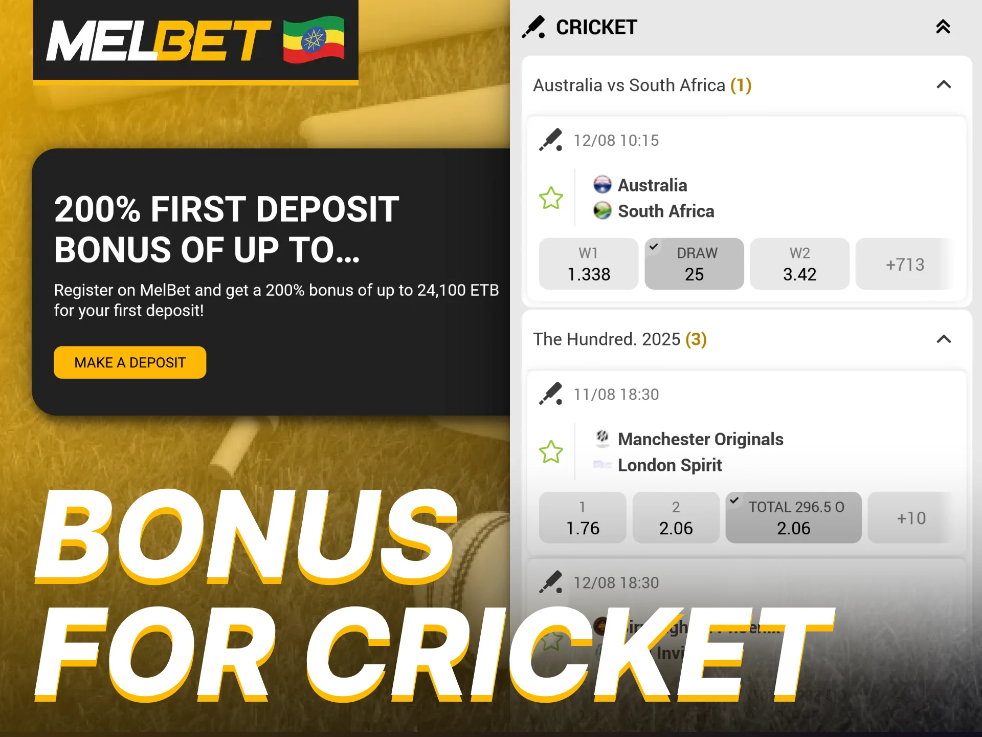 Boost your cricket betting winnings using Melbet bonuses.