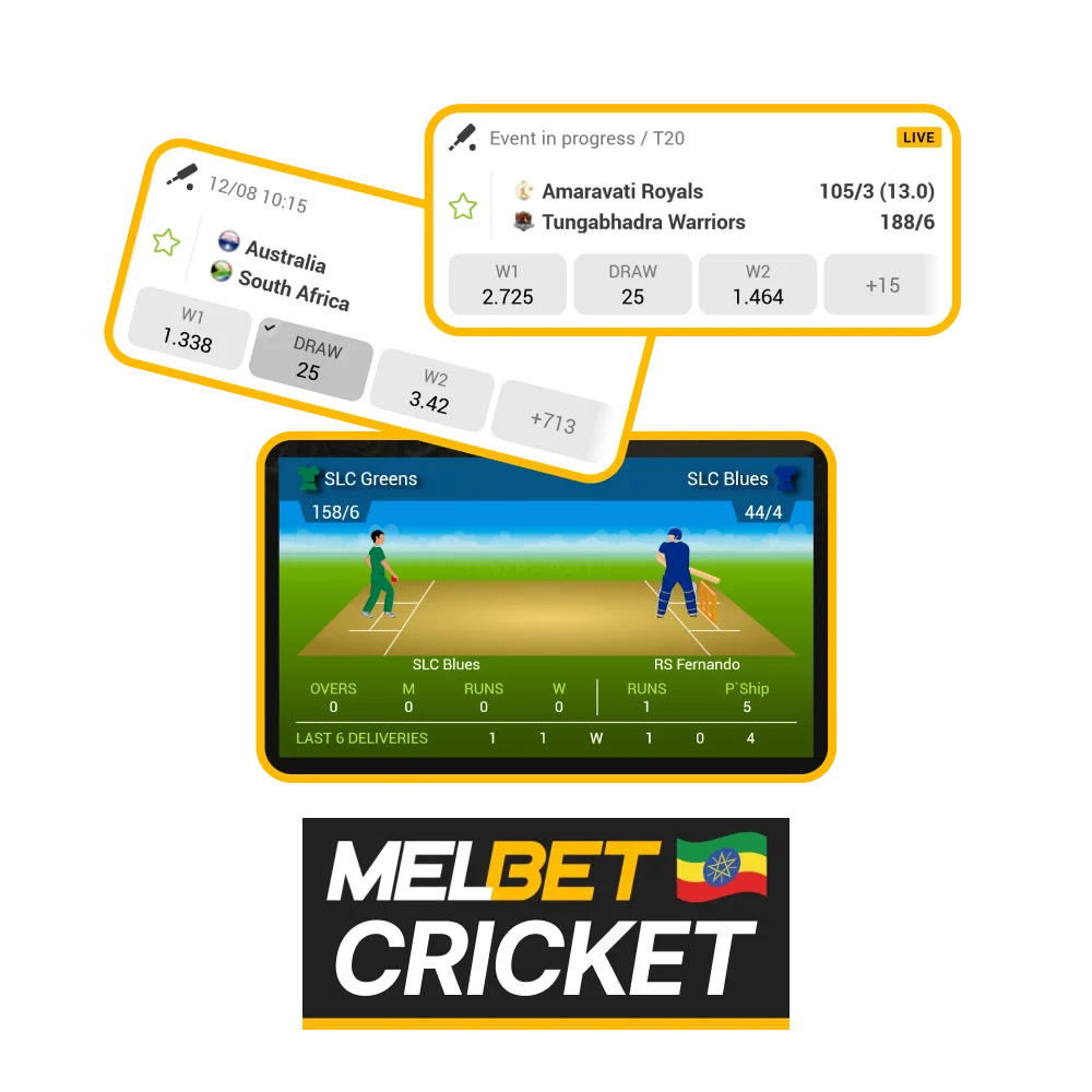 Bet on cricket and win big with Melbet.