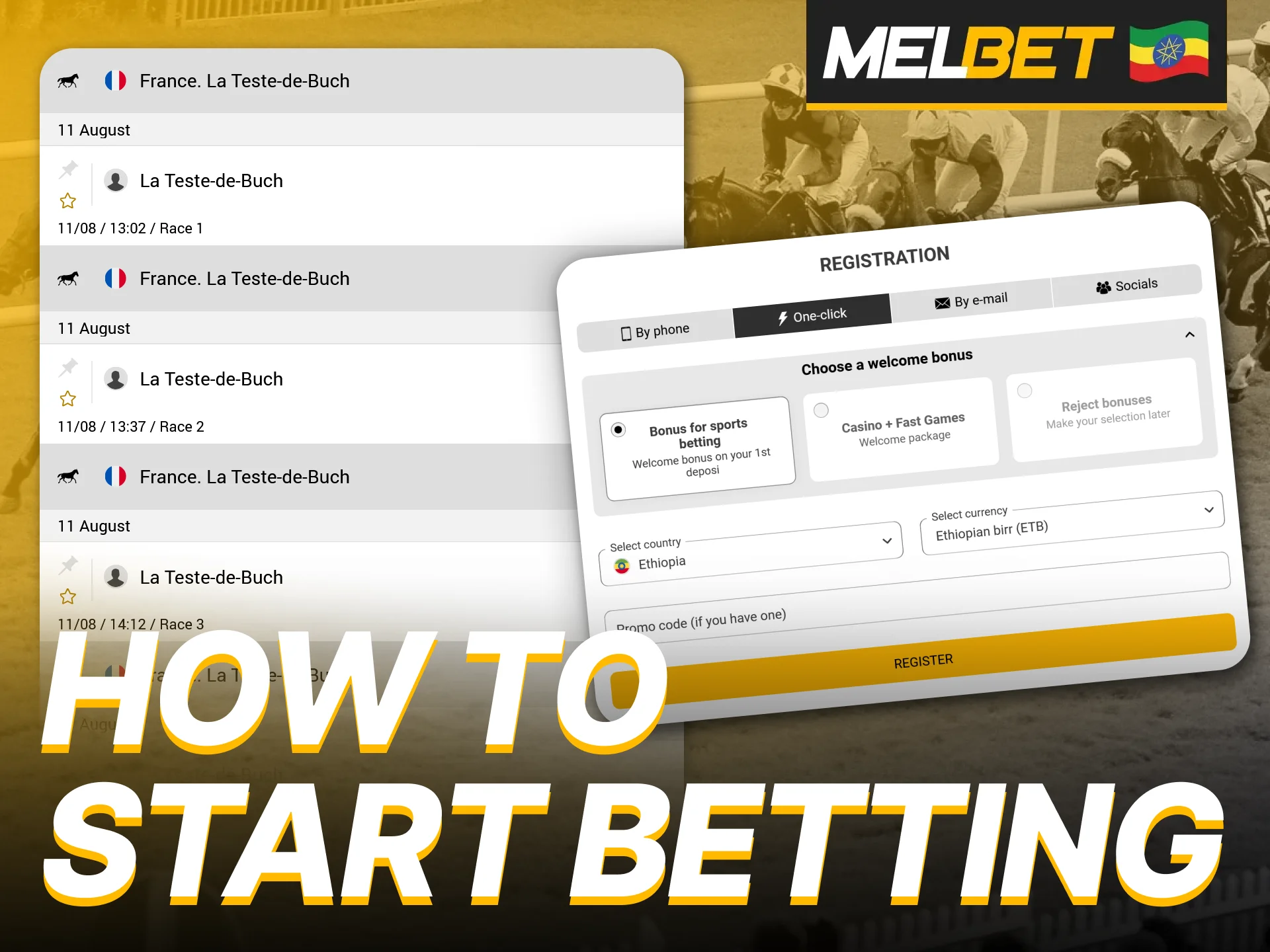 Register at Melbet and get started with horse racing betting.