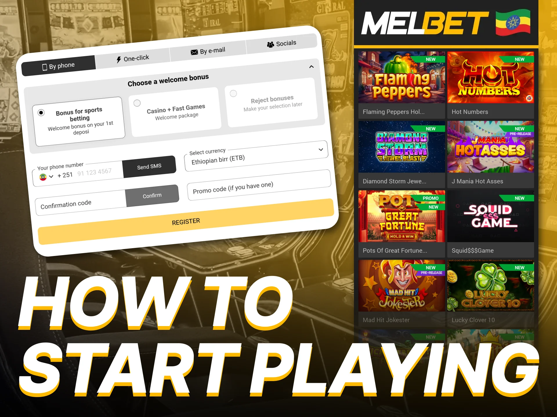 Sign up on Melbet and start spinning the reels of slot games.