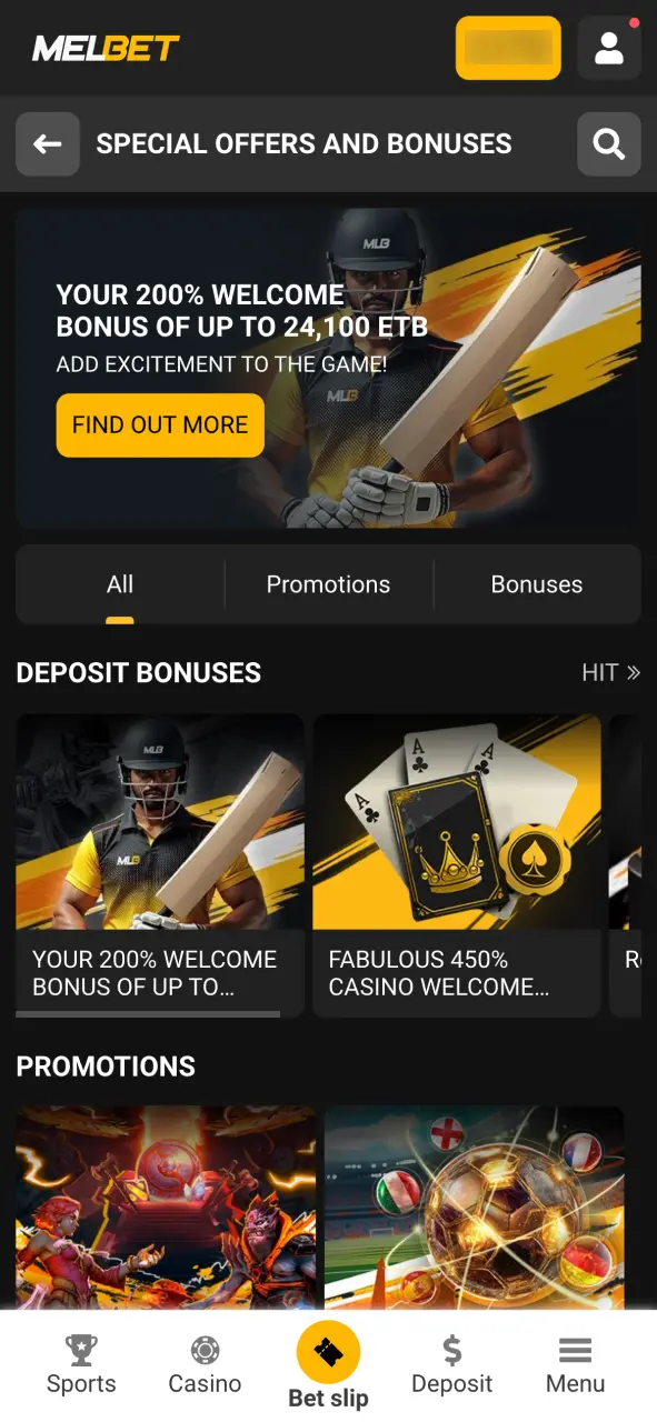 Open Melbet bonuses section now.