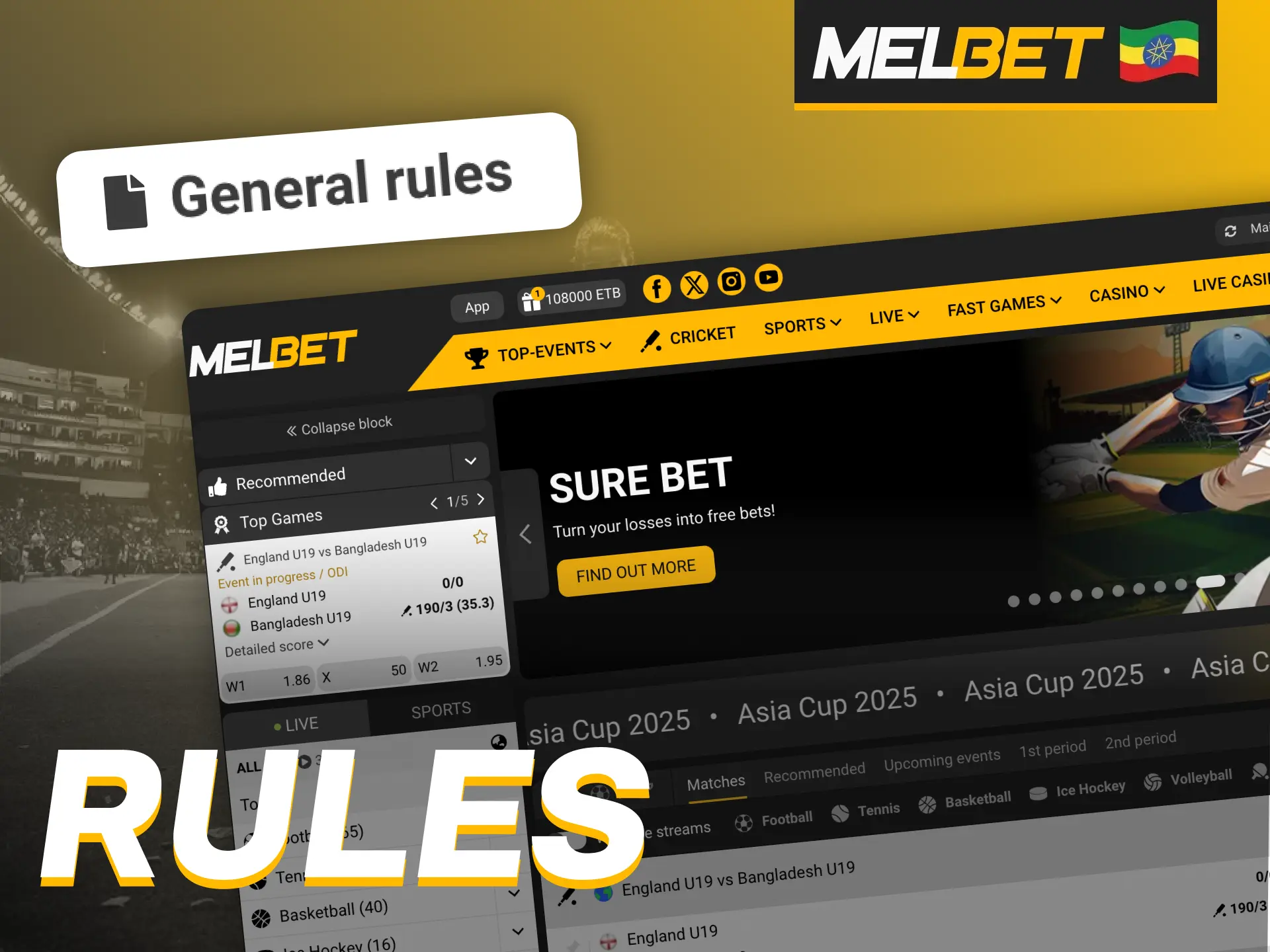 Read Melbet rules before you play.