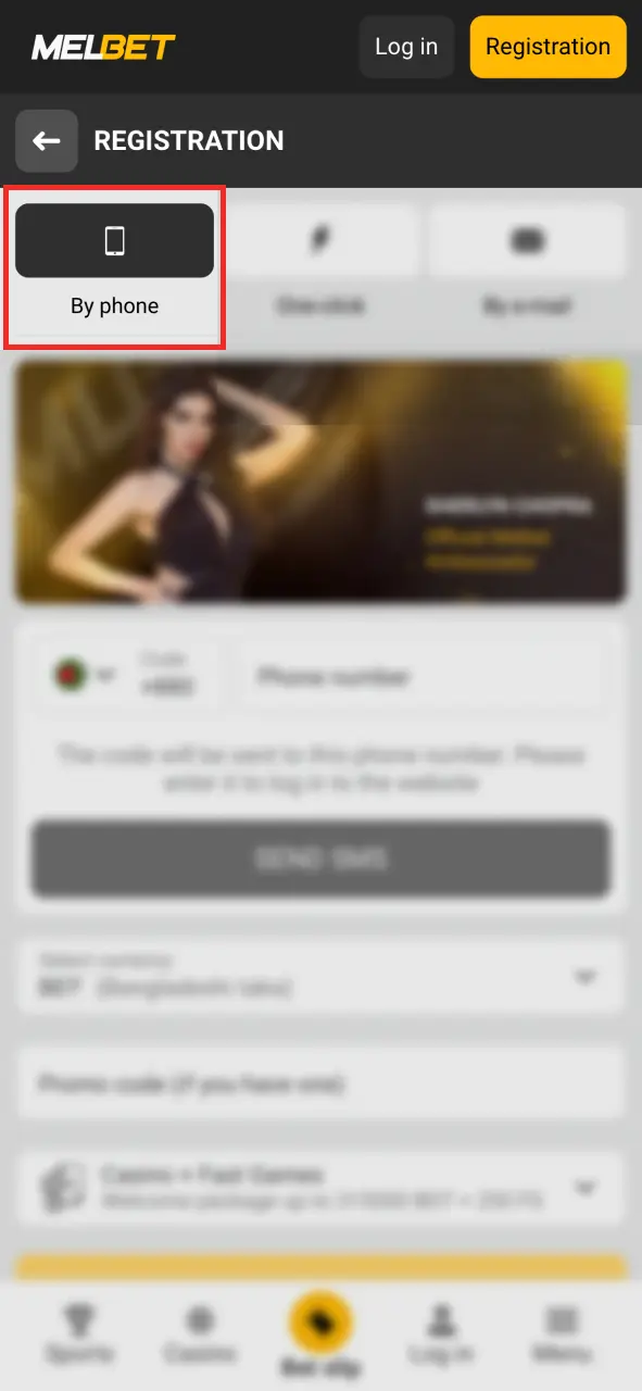 Select phone registration at Melbet now.