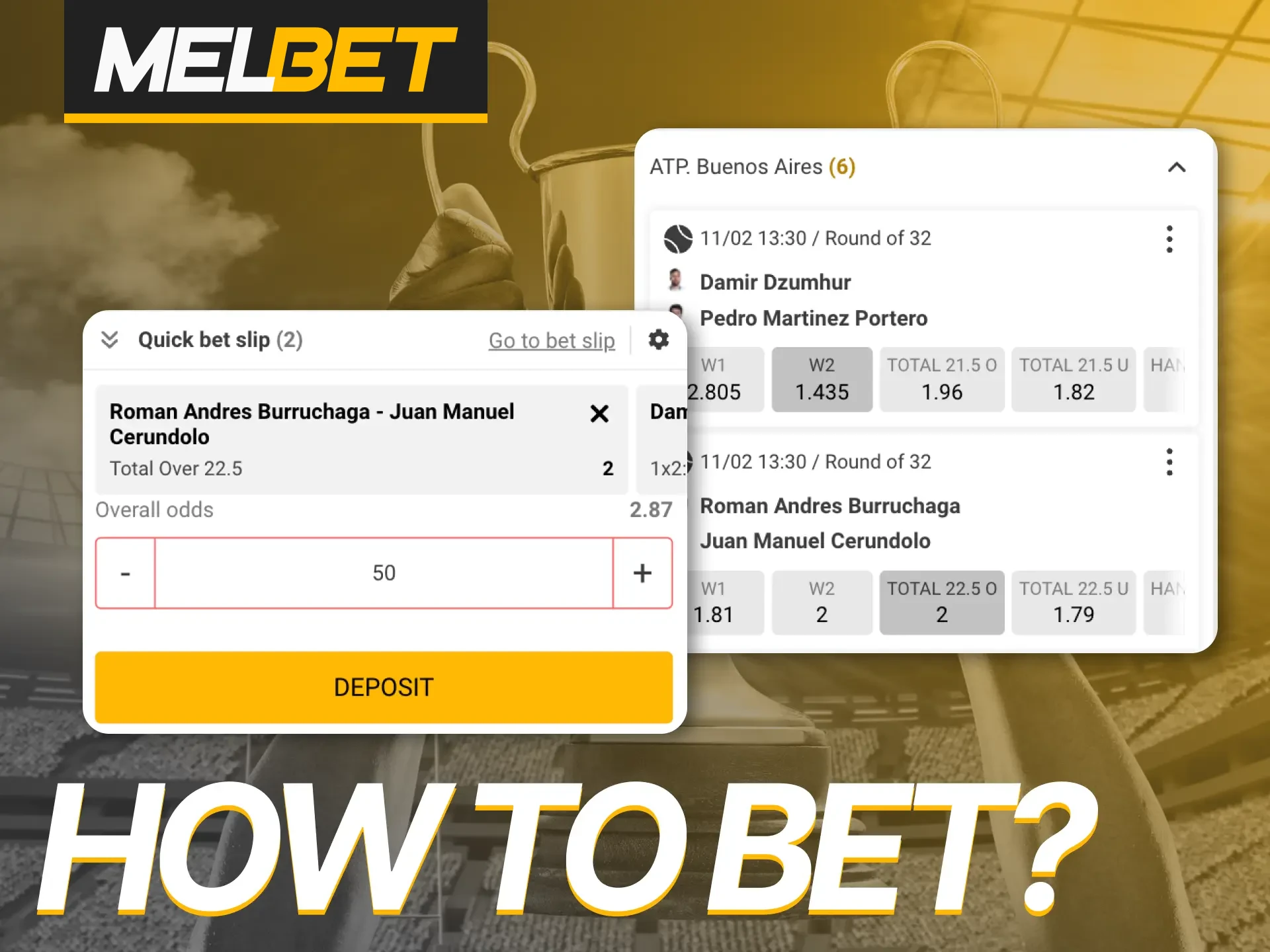 Place your bets in just a few steps on the Melbet mobile app.