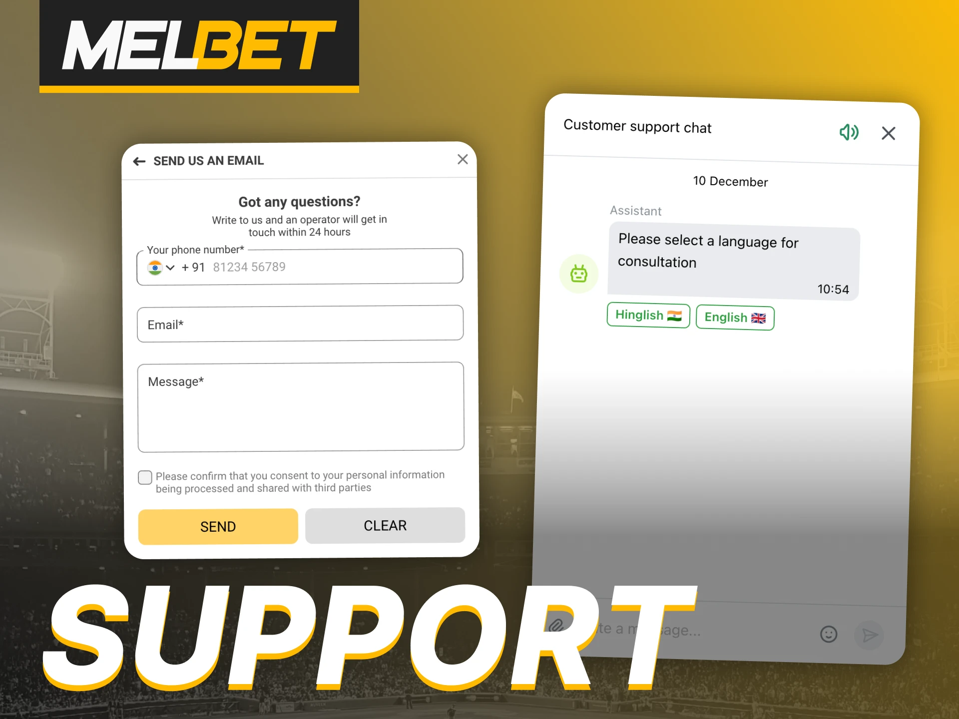 Melbet support service is available to resolve your issues.