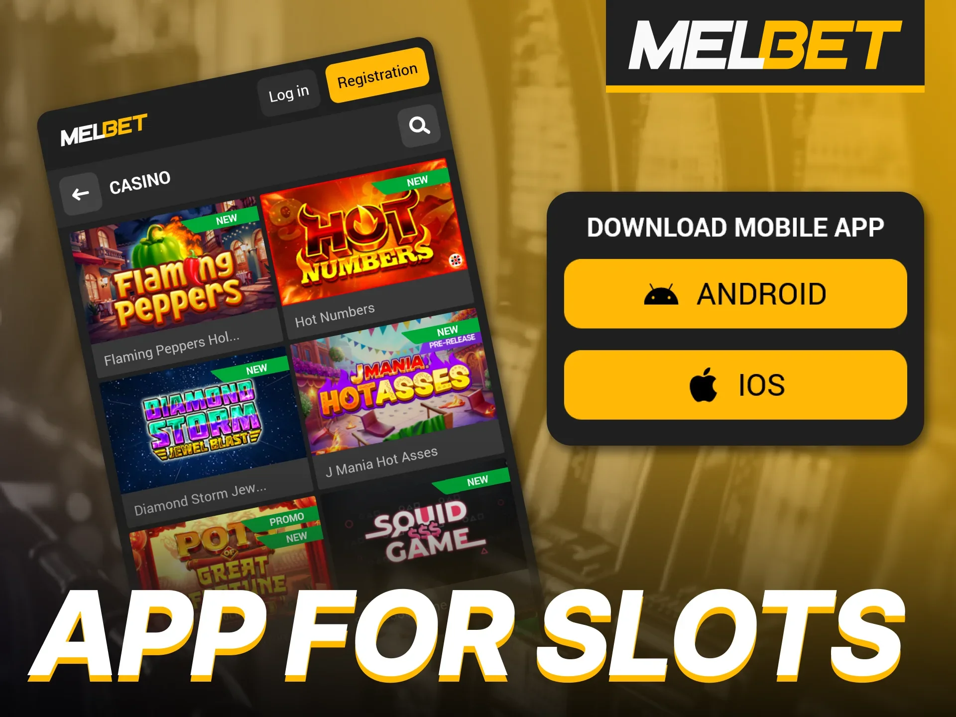 Spin and win anytime with slots in the Melbet mobile app.