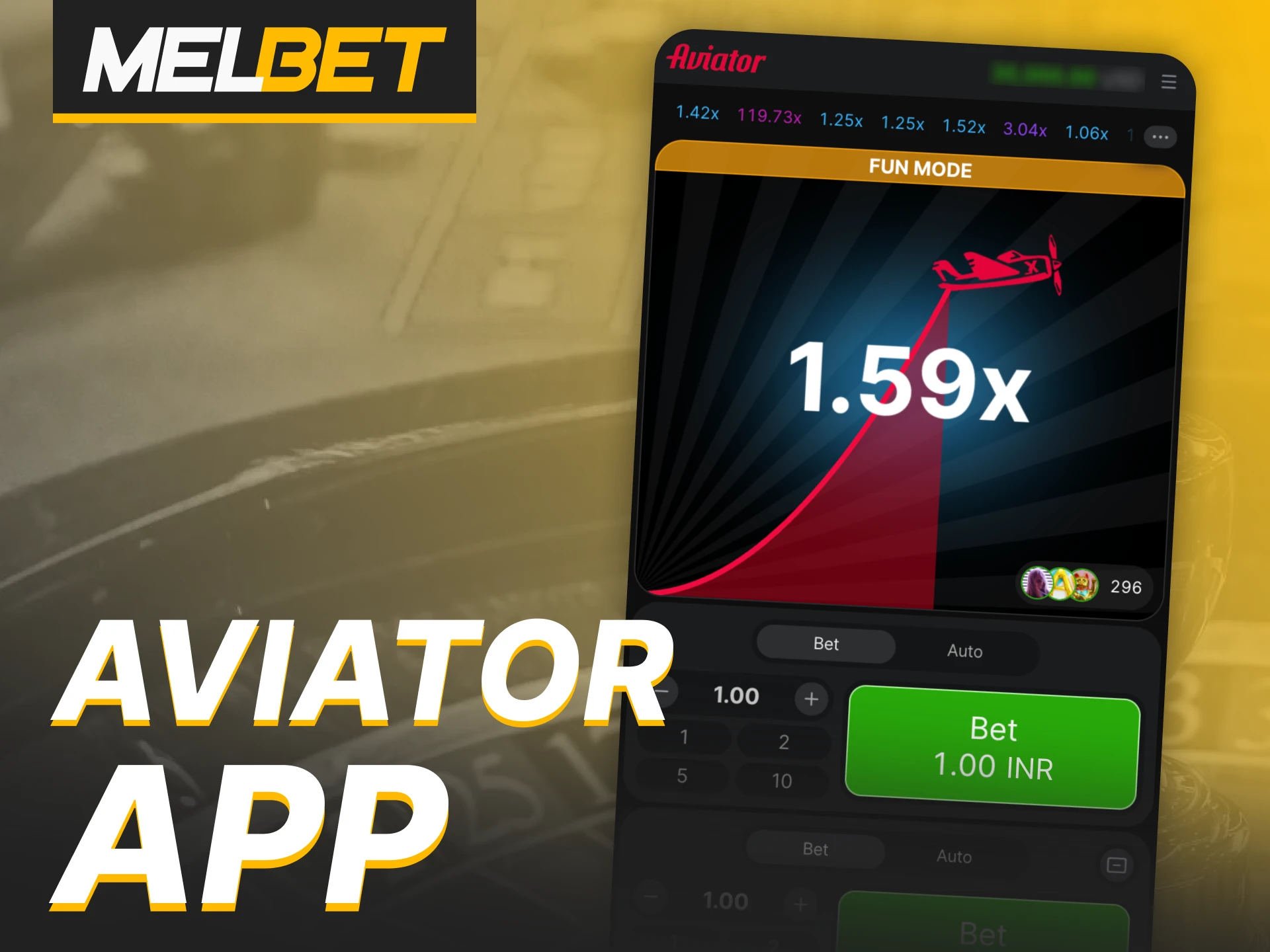 You can play Aviator on your mobile with Melbet app.