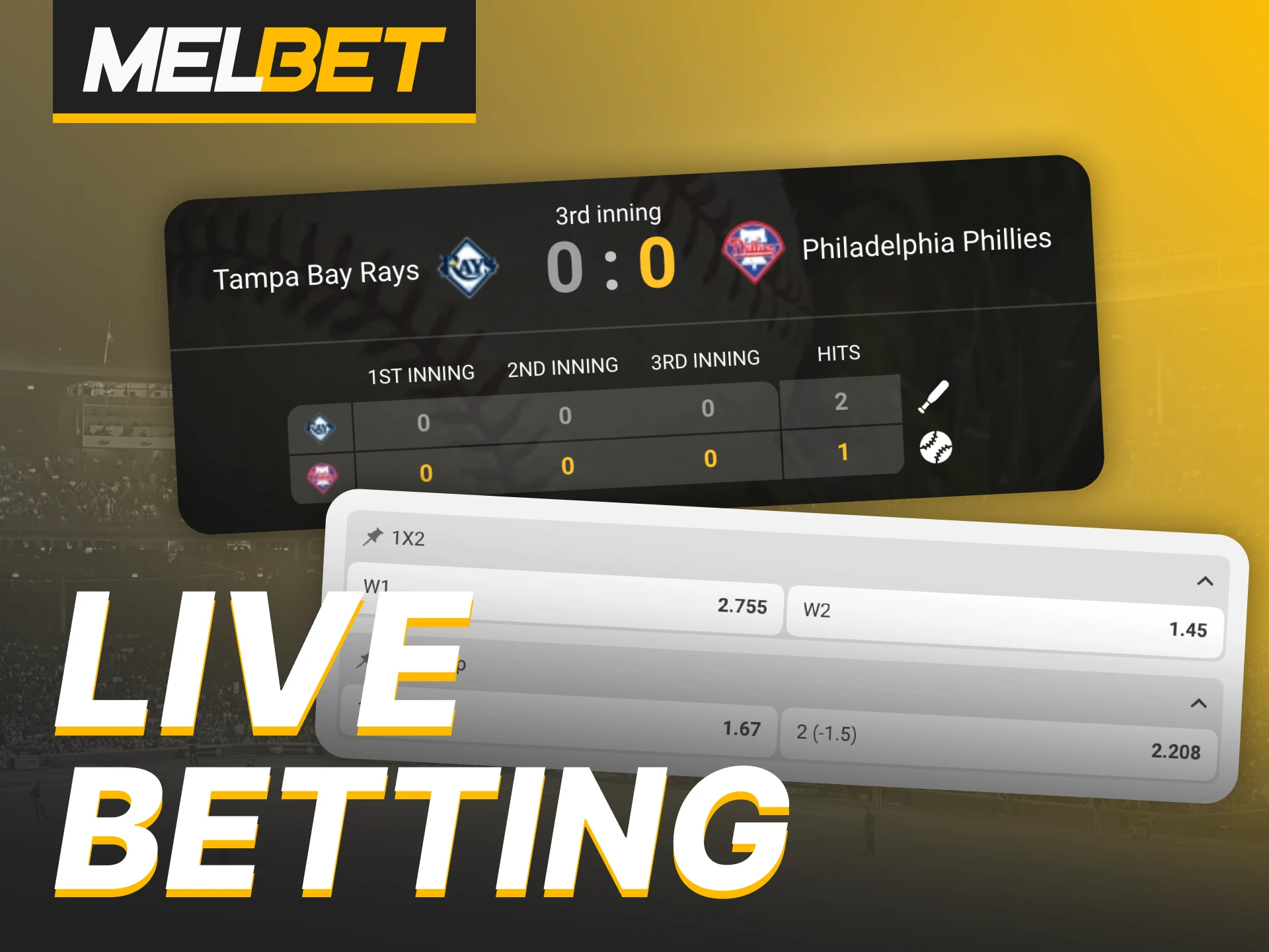 Try baseball betting in real time at Melbet live section.