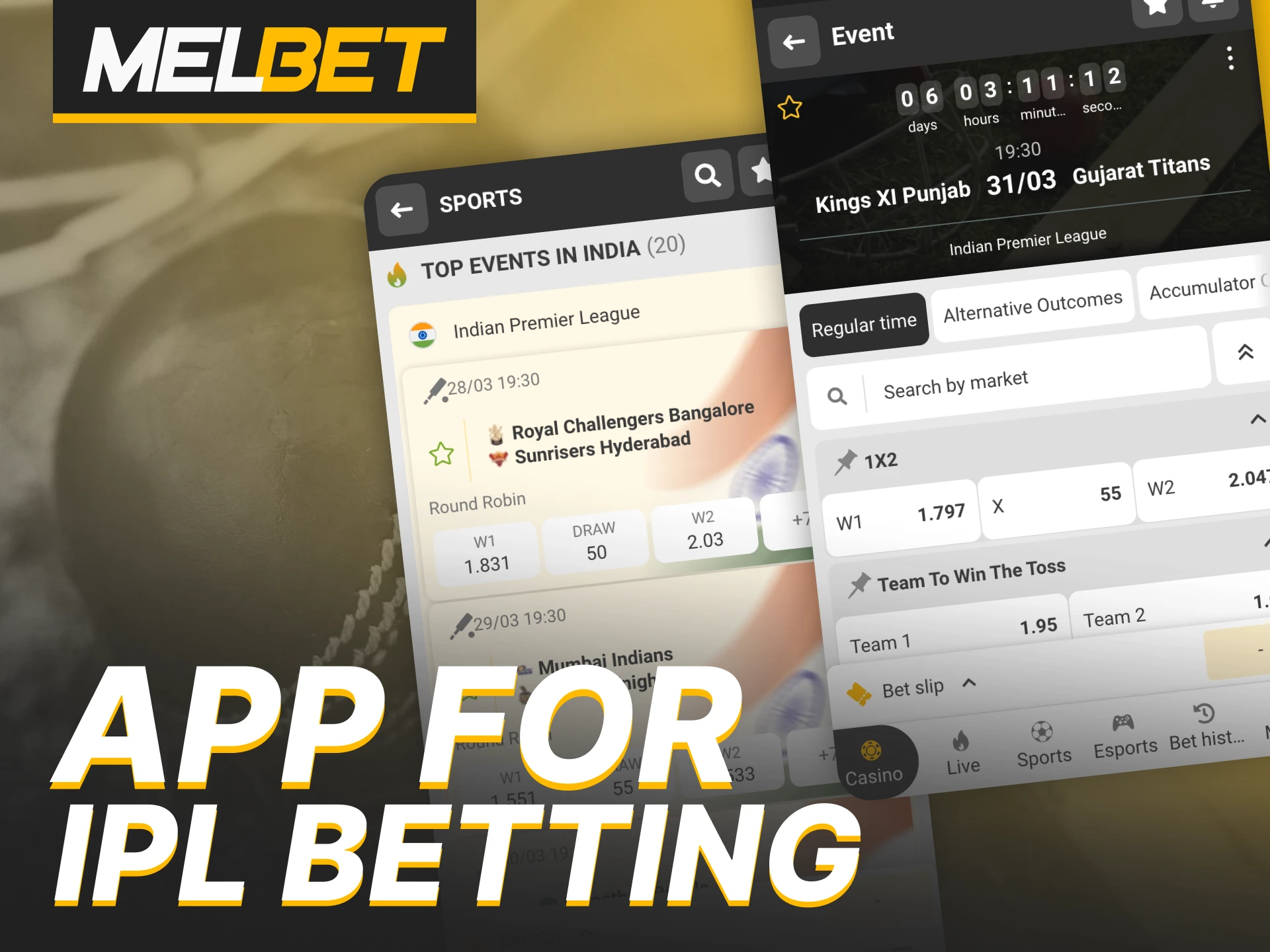 Use Melbet app to make IPL bets directly on your phone.