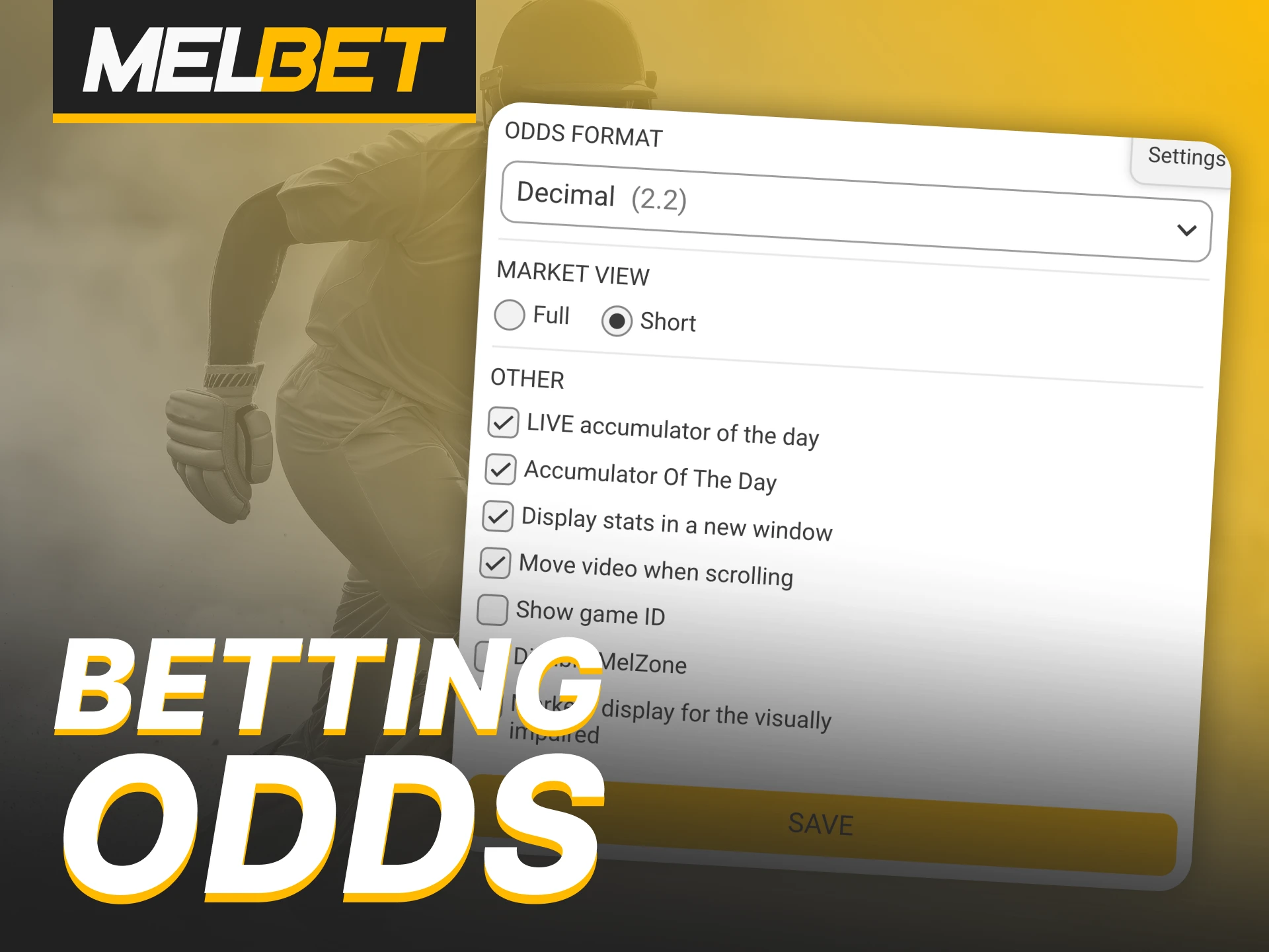 Melbet uses decimal odds system for IPL betting.
