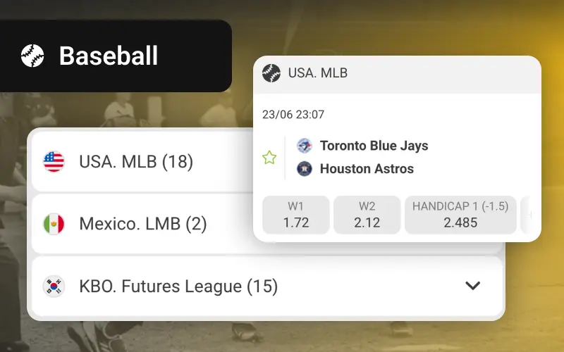 Bet on baseball tournaments at Melbet, and get the best odds in Ethiopia.