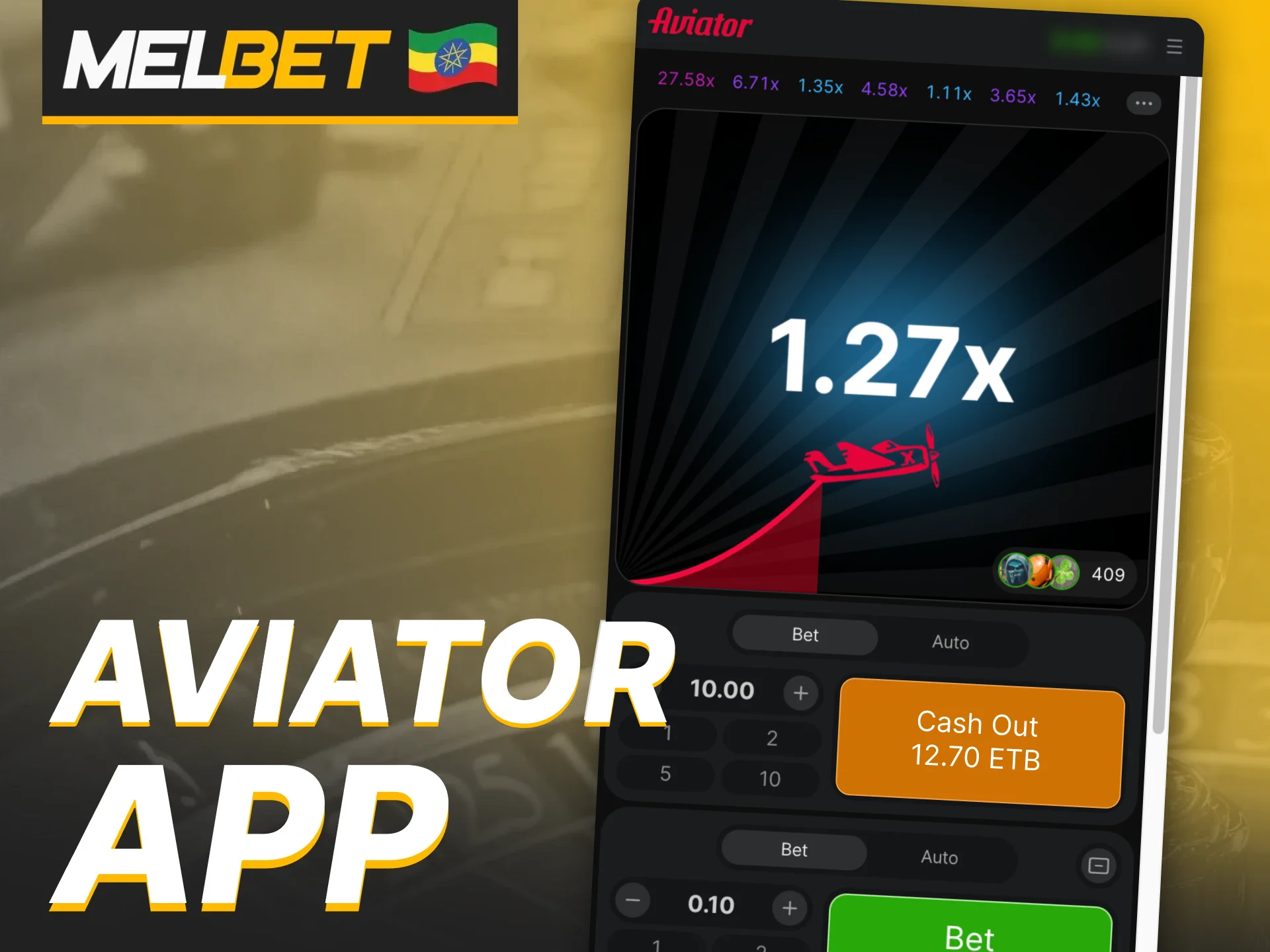 You can play Aviator on your mobile with Melbet app.