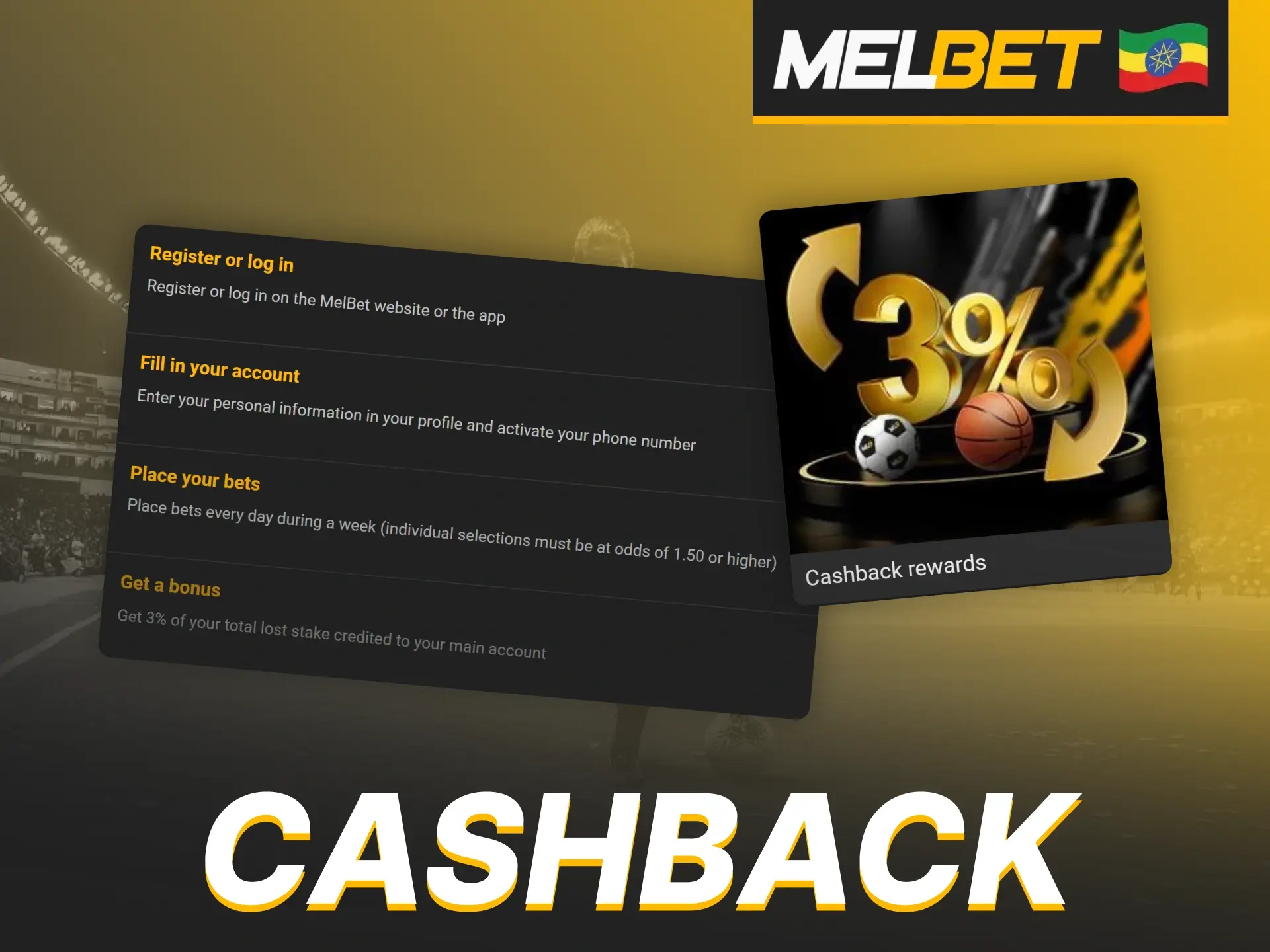 Get up to 3% cashback on your lost bets every week at Melbet.