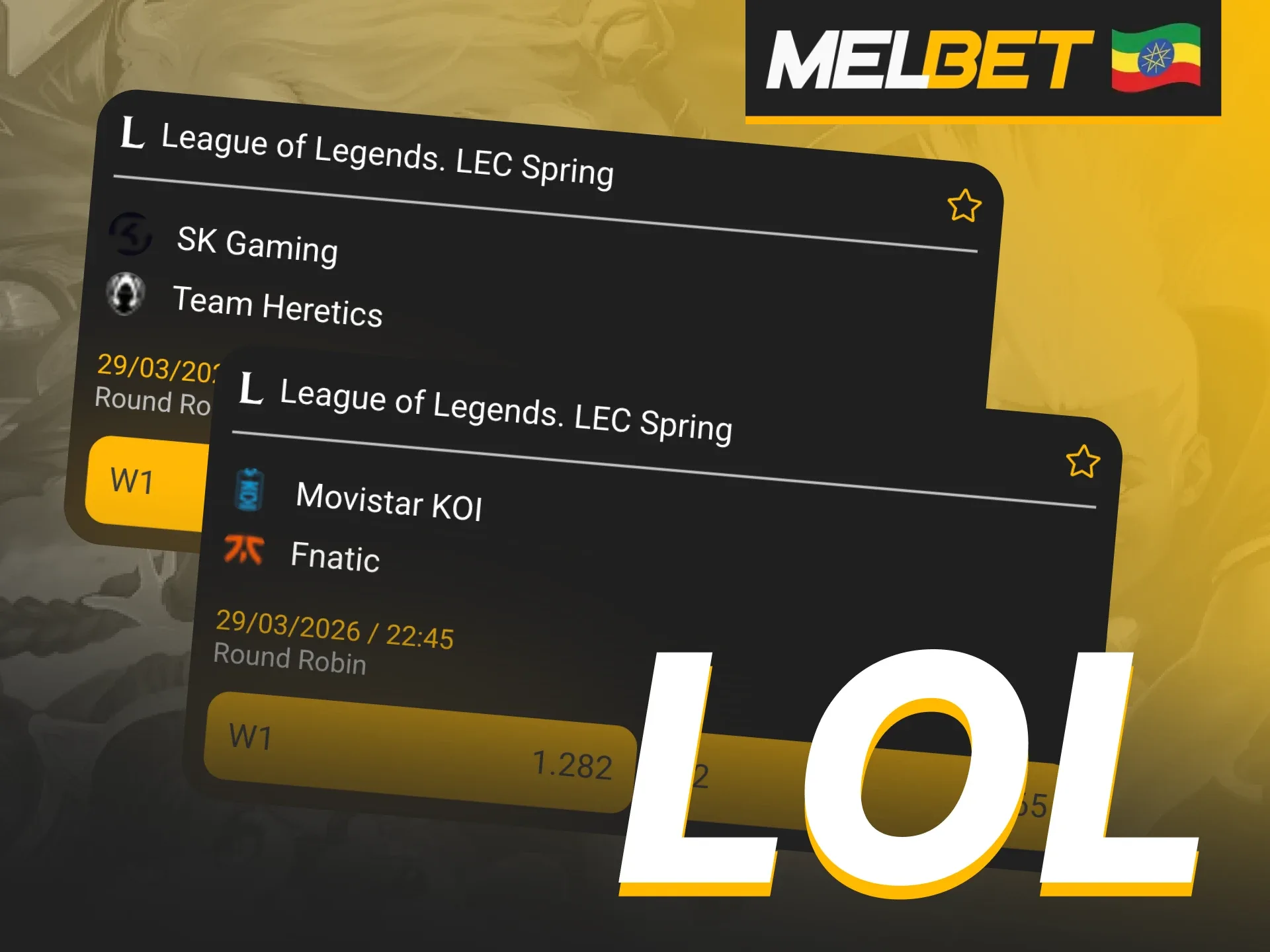 Melbet platform offers a wide selection of League of Legends leagues.
