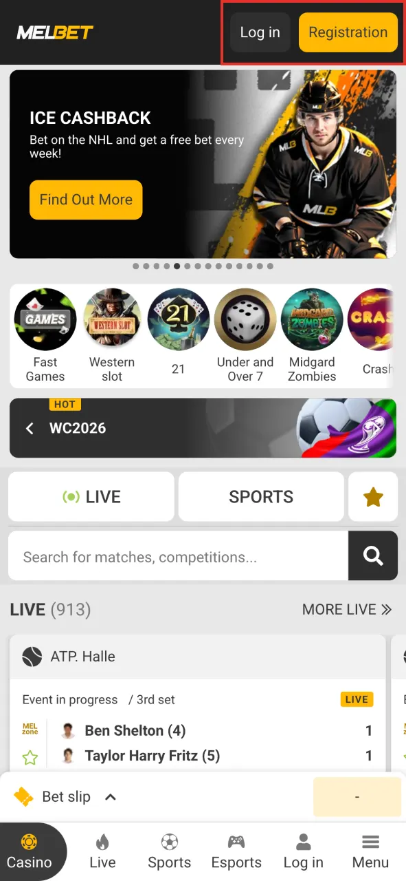 Start register your account at Melbet official platform.